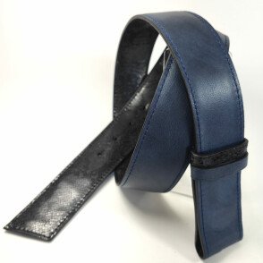 Ceinture reversible Femme Serpent noir / Bleu newport